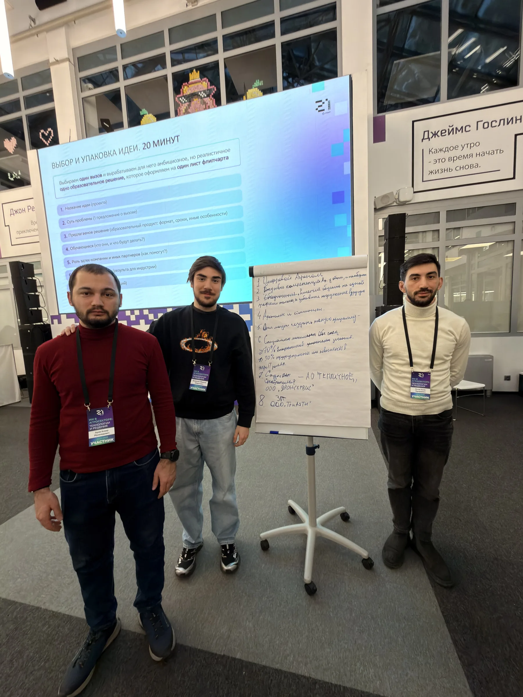 Команда 3IT с результатами групповой работы на воркшопе Школы 21